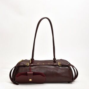 Commense Burgundy Shoulder Bag with Gold Accents